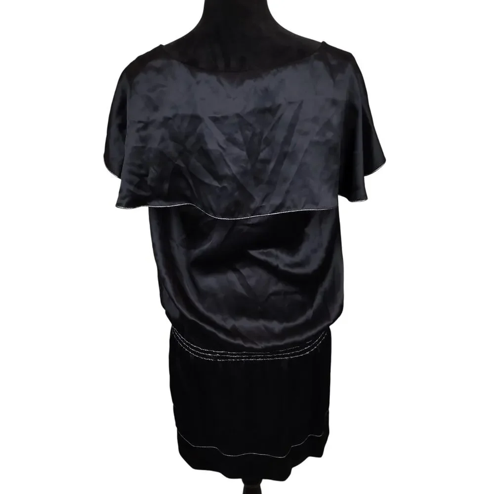 Vintage Studio M Womens 100% Silk Drop Waist Mini Dress Large Boho Whimsigoth